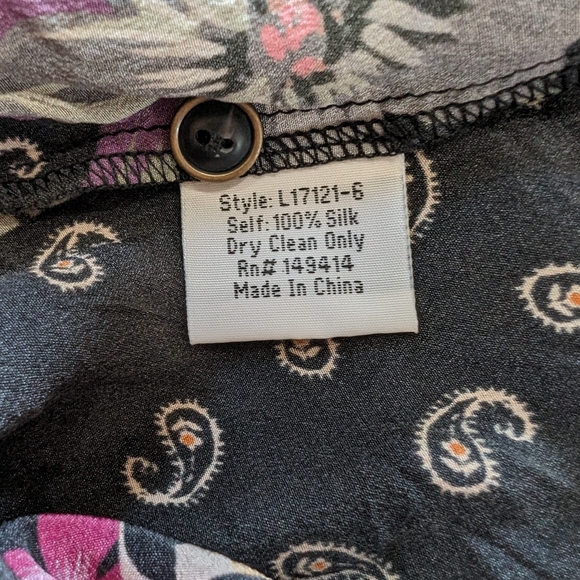 Johnny Was Jade collection Zane Easy silk dark floral blouse - Picture 8 of 8